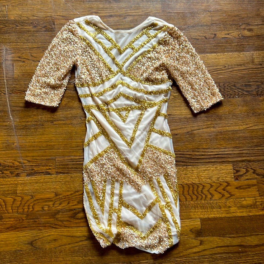 Maya Gold sequence low back dress